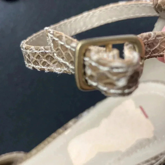 RIALTO WO SIZE 9.5 BROWN SNAKESKIN-ANKLE STRAP 4” THICK  HEEL OPEN TOE SHOE - Picture 11 of 13